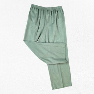 90s Y2K Vintage Sage Green Alfred Dunner Classic Elastic Waist Pants Size 14